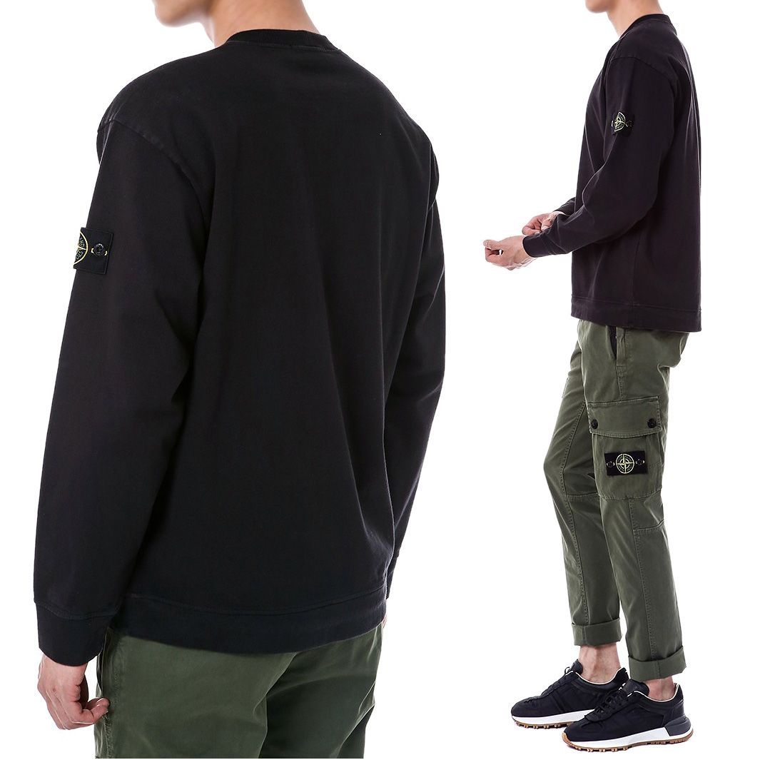 ⭐︎ STONE  ブラック 長袖厚手カットソー XL ⭐︎ STONE ISLAND 25SSモデル ストーンアイランド COMPASSロゴパッチ