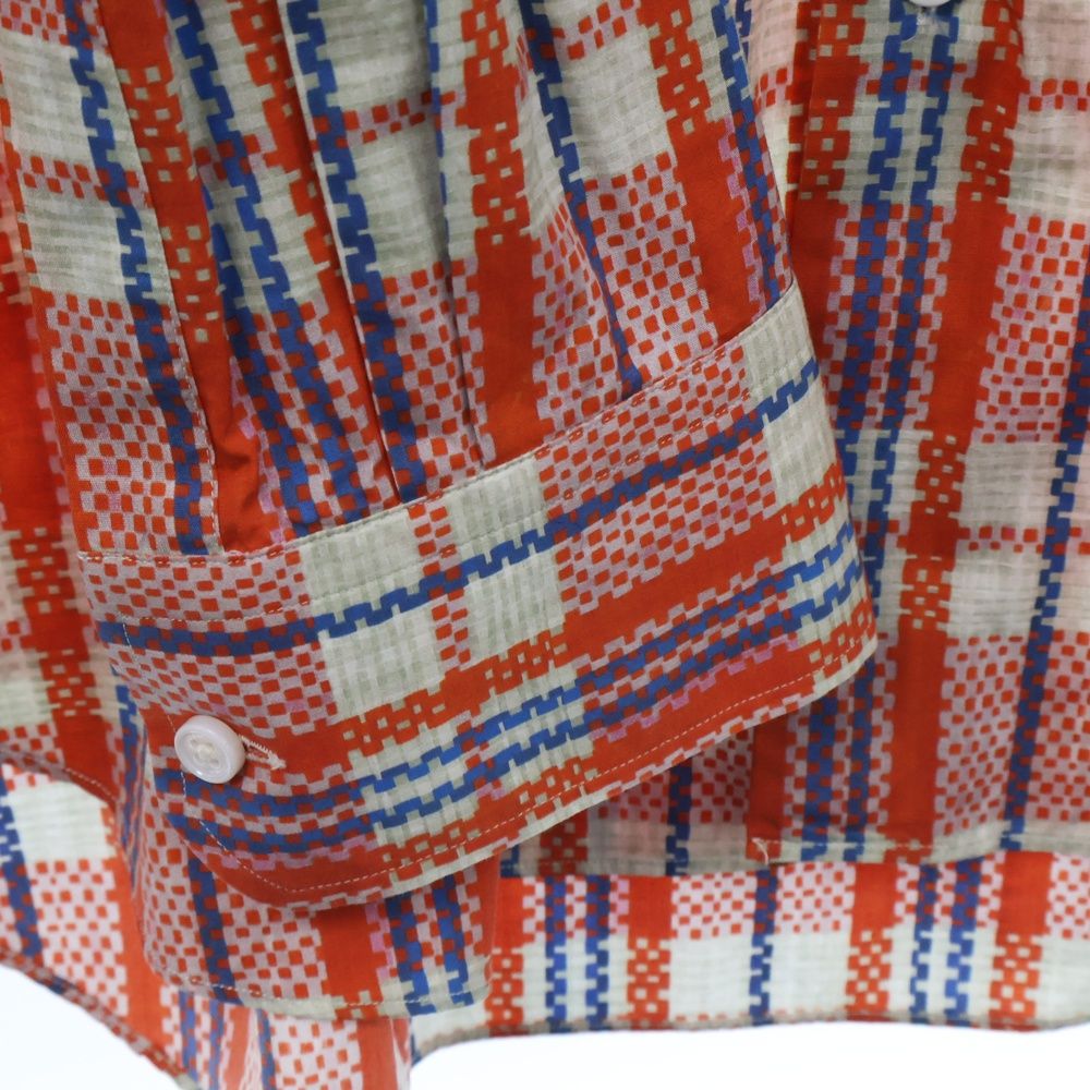 VETEMENTS ヴェトモン 23SS BARBES Check Shirt UE63SH300R コットン オーバーサイズ チェック 長袖シャツ オレンジ VETEMENTS (ヴェトモン) 23SS BARBES Check Shirt UE63SH300R コットン
