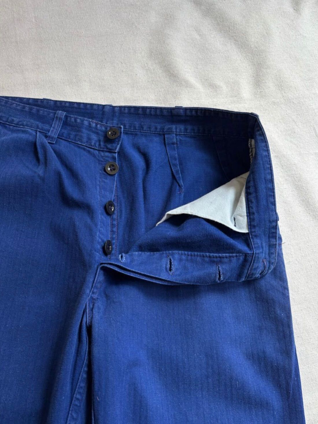 Euro vintage ワーク パンツ / コットン ネイビー ヘリンボーン