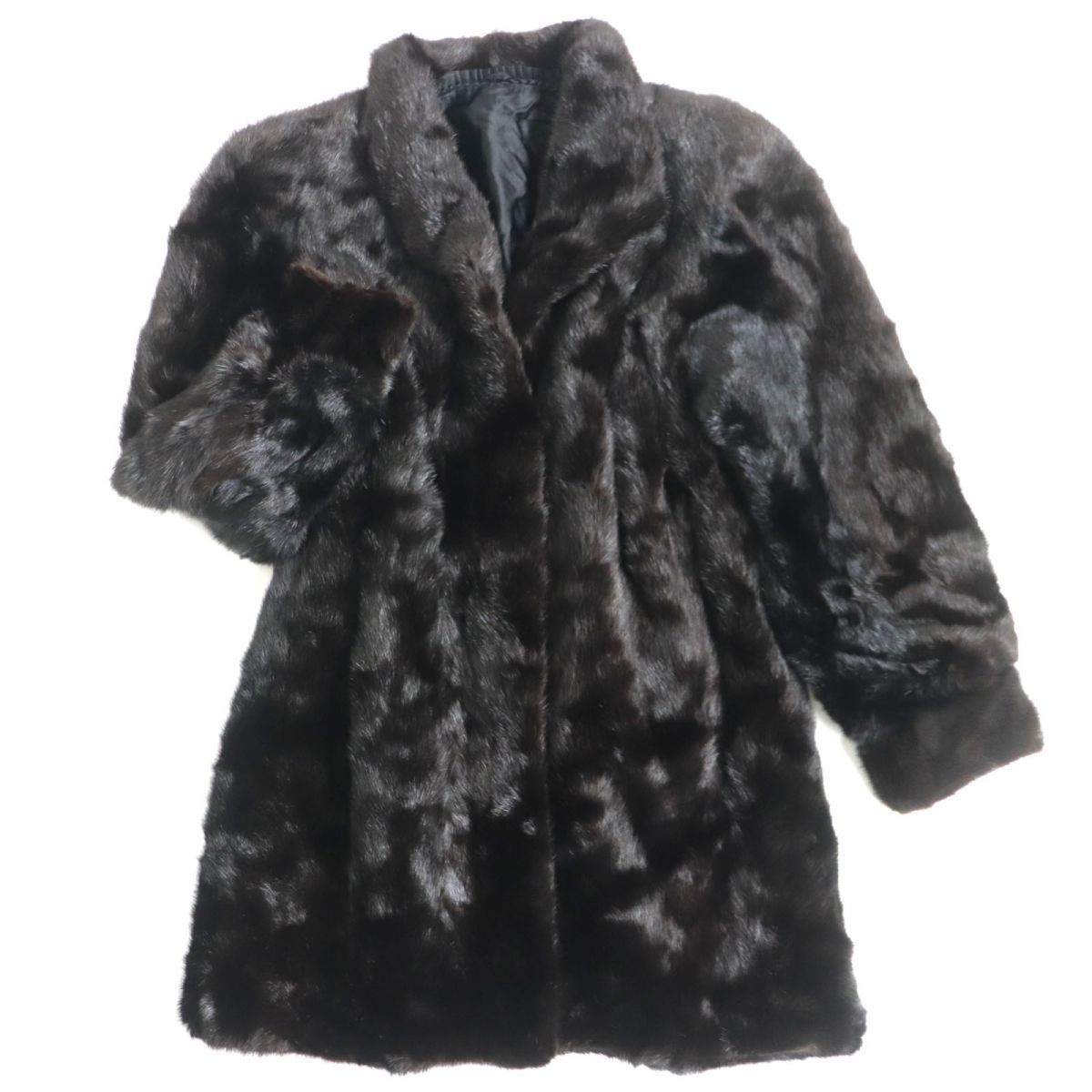 美品▽SAGA MINK サガミンク 逆毛 本毛皮コート ダークブラウン