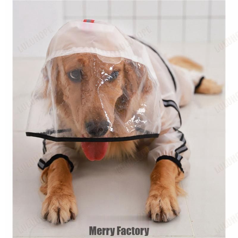  小 中 大型犬用クリアレインコート レインポンチョ カッパ 犬用合羽 丸ごと包み 繰り返し洗える 透明 帽子付 お散歩 お出かけ 梅雨対策 濡 タオル バス お風呂用品