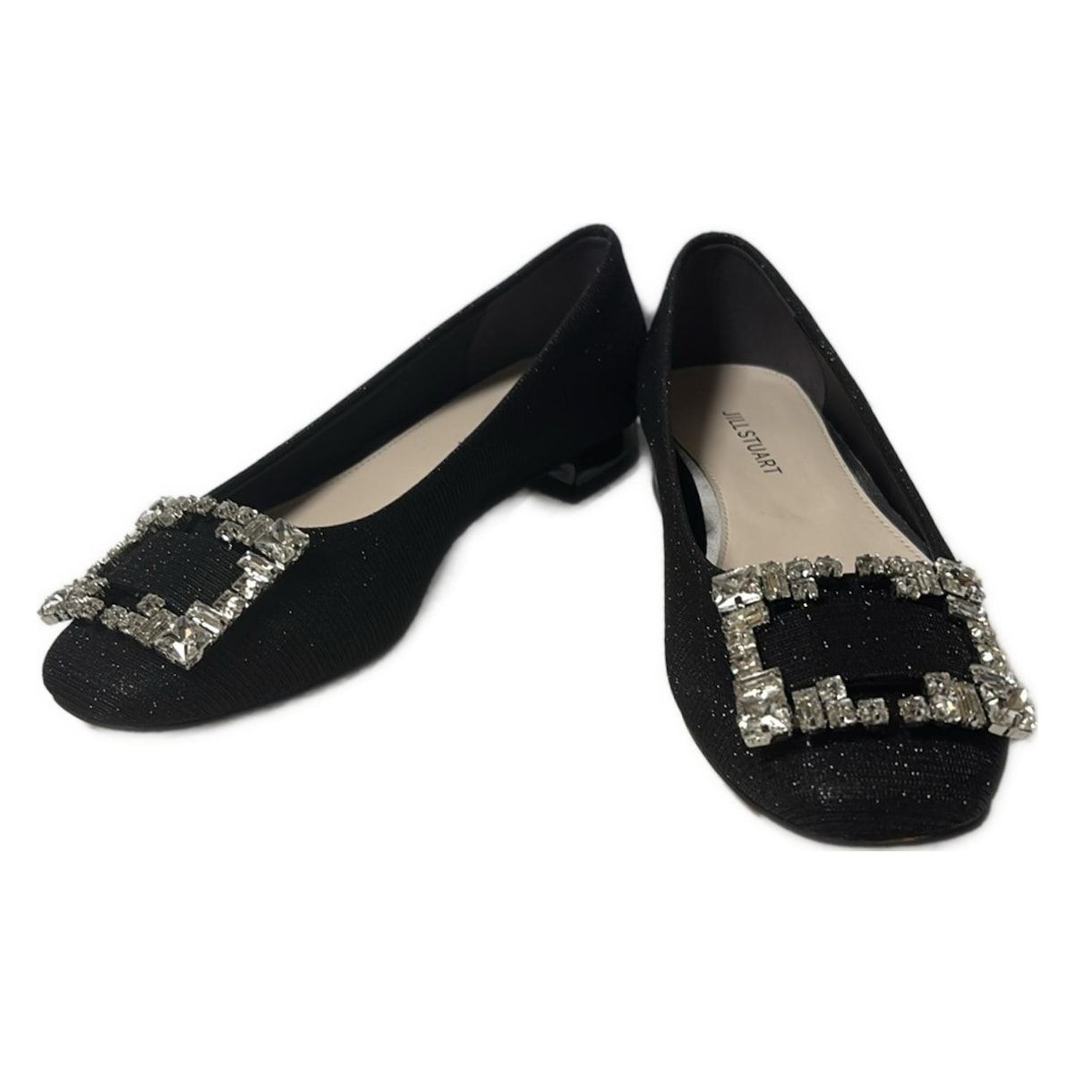JILL STUART ジルスチュアート フラットシューズ 22 1 2 レディース - 黒×クリア ビジュー ラメ