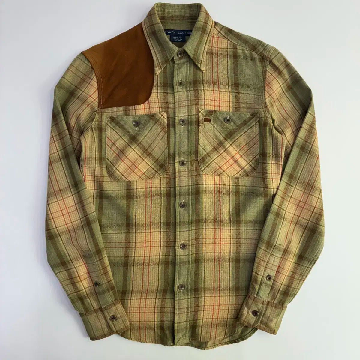 Polo ポロ ラルフローレン CHECK 숄더 スウェード ウール シャツ