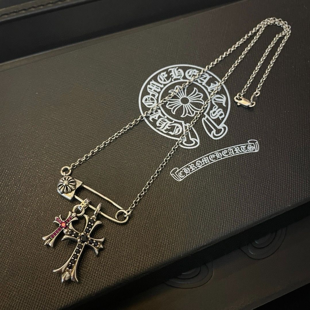 クロムハーツ Chrome Hearts ネックレス 刻印 925 十字  ルビー