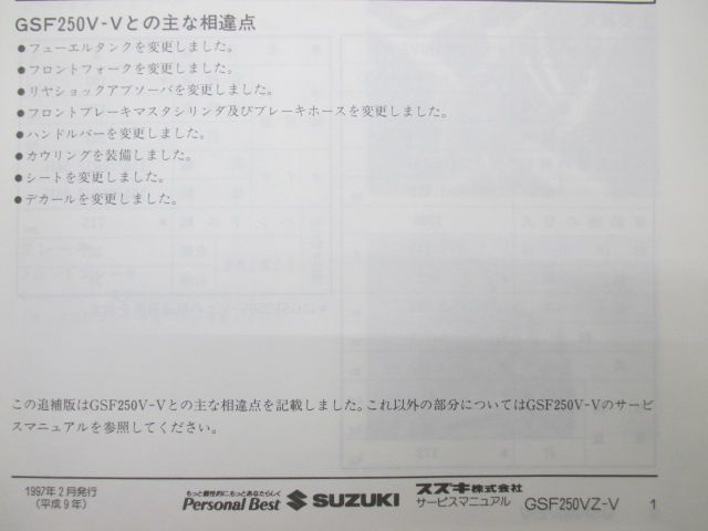 バンディット250 V VZ サービスマニュアル スズキ 正規 中古 バイク