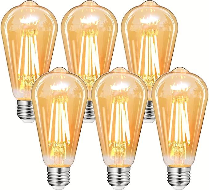 【在庫処分】Tengyuan エジソン電球 LED電球 フィラメント電球 e26 60W形 電球 電球色 2700K 800lm 6W 全方向タイプ エジソンランプ ST64 アンバーガラス 金色 琥珀色 レトロ アンティーク 省エネ アッ