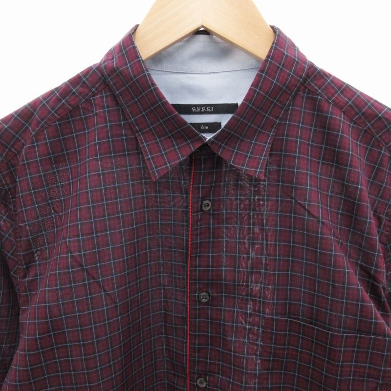 GUCCI チェック柄 長袖シャツ 42 GUCCI】グッチ『チェック柄 オーバーサイズ 長袖ボタンダウン