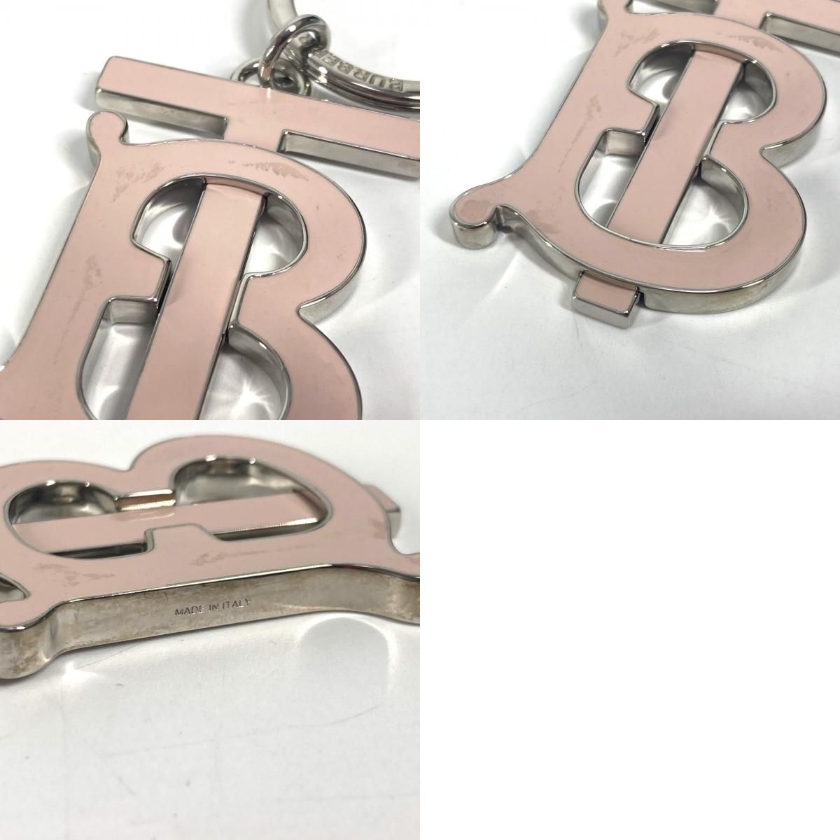バーバリー BURBERRY TBロゴ バッグチャーム キーホルダー メタル ピンク