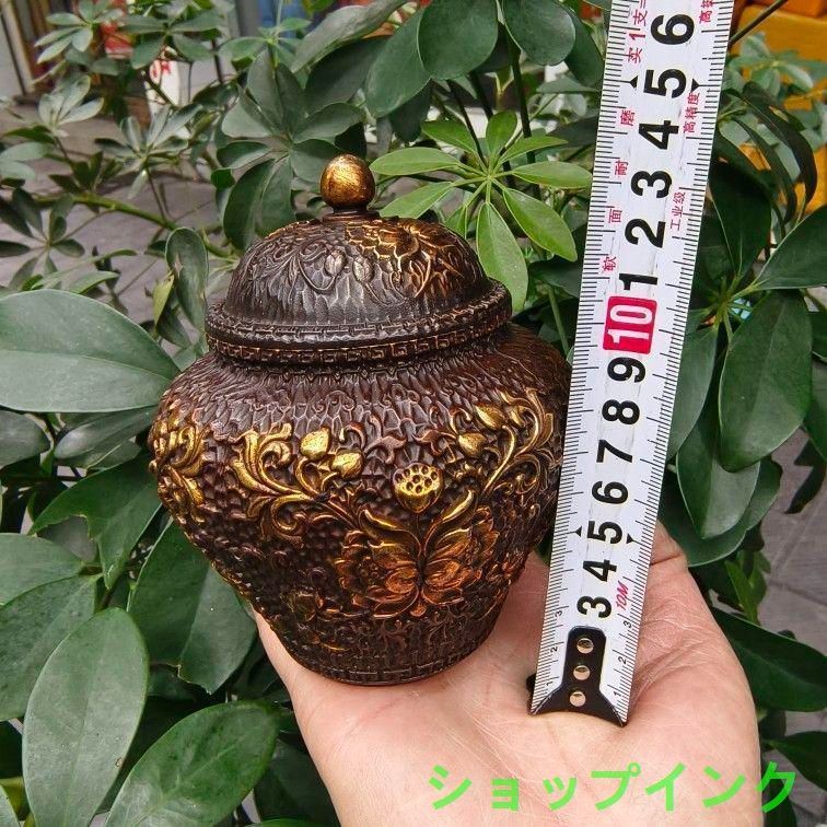 銅  細工  のレリーフお花お  茶の缶  装飾品 現代工芸品美術品 置物 銅 細工 のレリーフお花お 茶の缶 装飾品 現代工芸品美術品 置物
