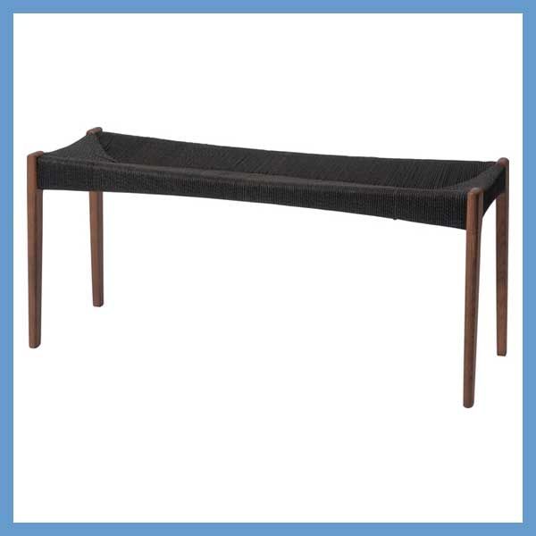 天然木 アッシュ のベンチ 黒ペーパーコード座面 No.78 W105×D36×H46×SH45cm ブラウン