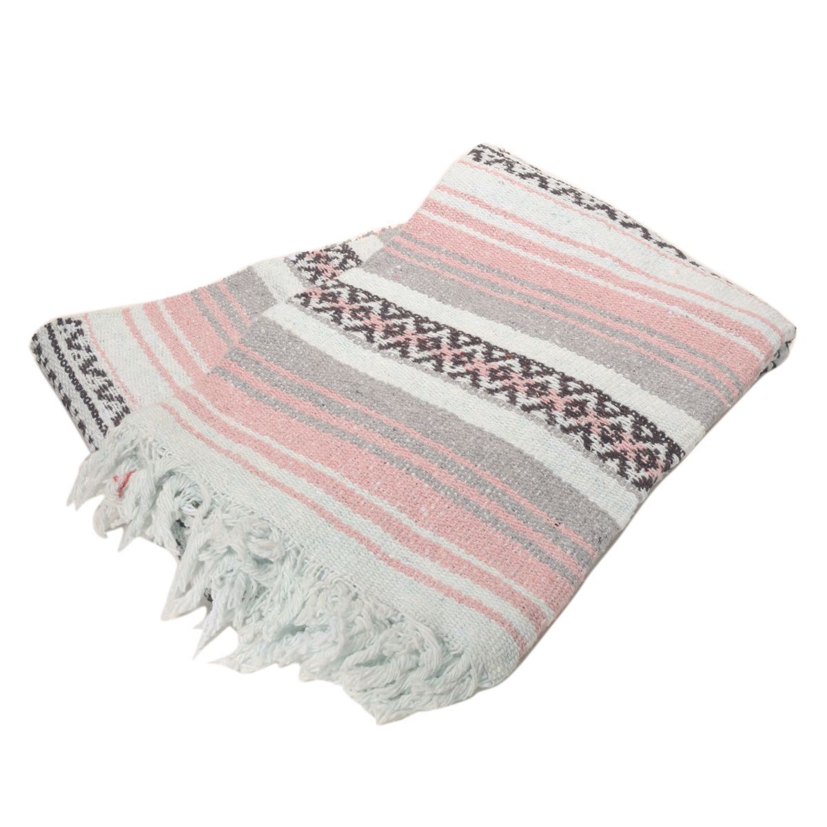 アースラグズ(EARTH RAGZ)ストライプファルサ ラフエッジ メキシカンブランケット Striped Blanket Falsa Mexicana Rough Edge[約195×120cm]BABY.PINK