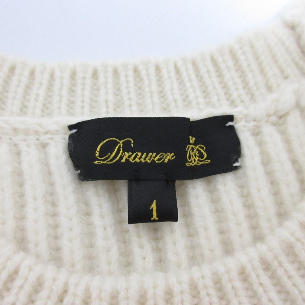 美品 Drawer ドゥロワー FALL2 5G フレアスリーブニット カシミヤブレンド 五分袖 セーター 6518-105-0512 サイズ1 アイボリー レディース 古着 中古 USED 美品 Drawer ドゥロワー FALL2 5G フレアスリーブニット カシミヤ
