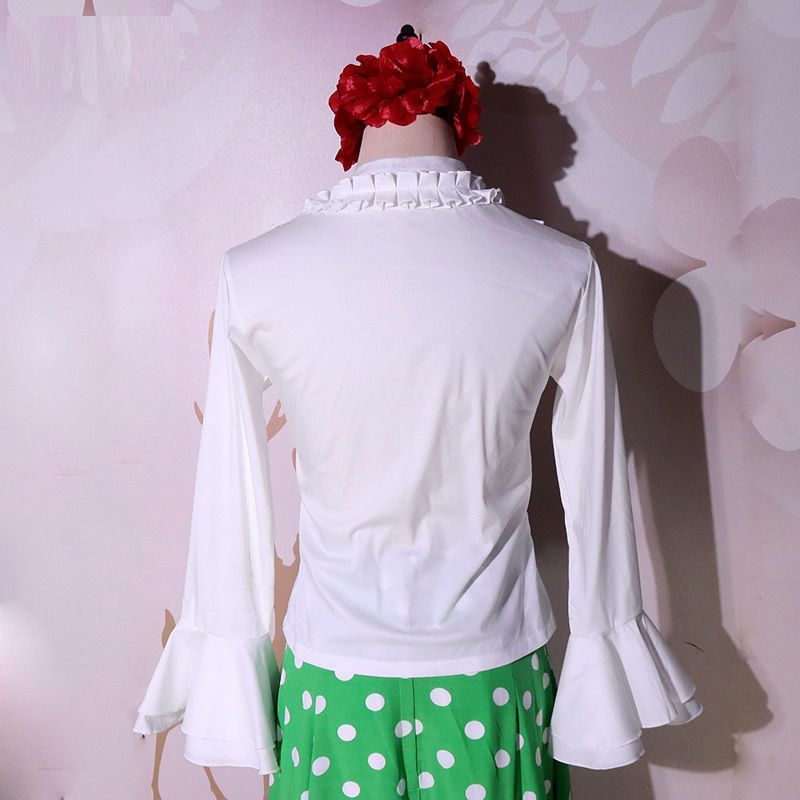 フラメンコトップスフラメンコ衣装前ボタンつき社交ダンスフリル＆シースルーフリル練習着レッスンウェアセール用品レディース