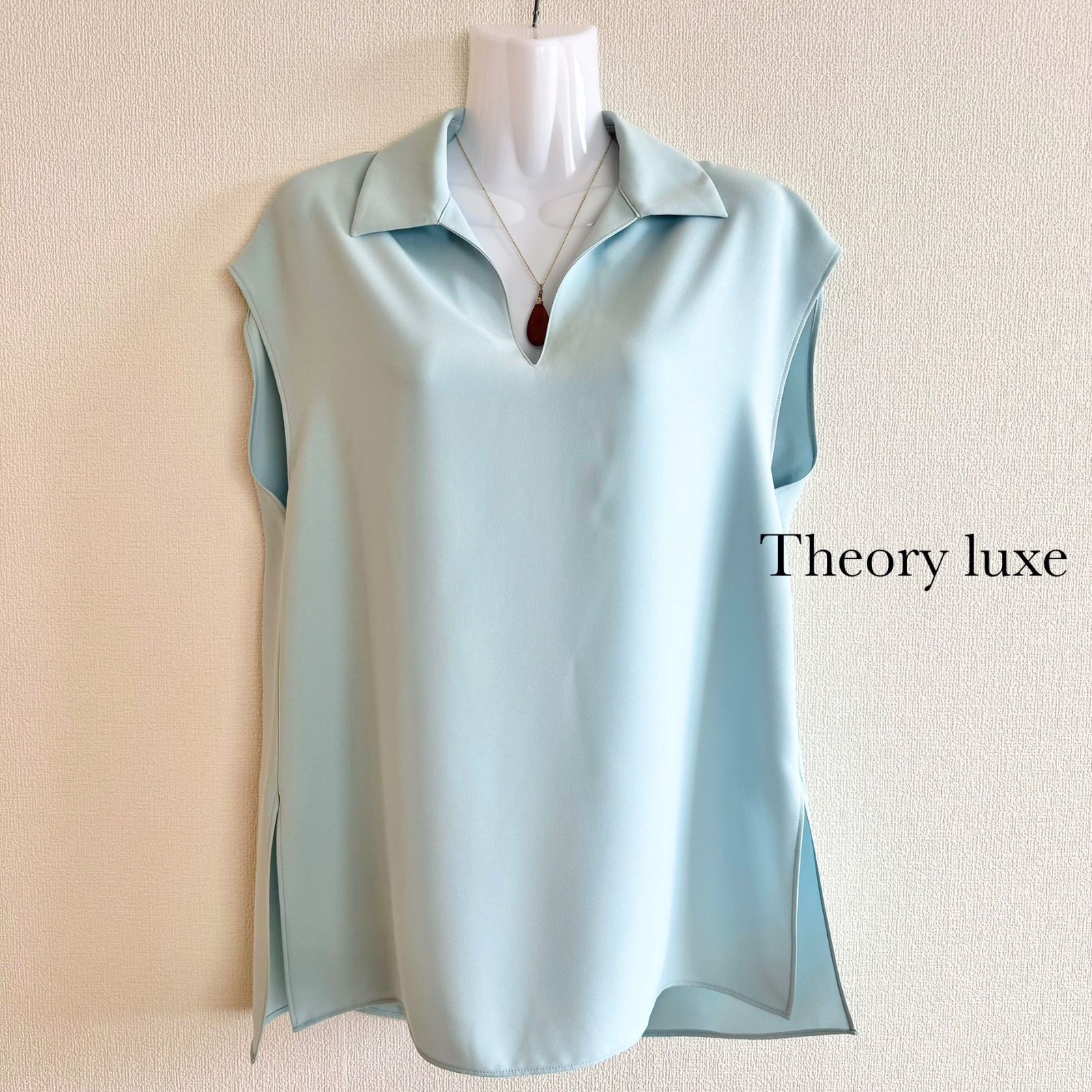 Theory luxe シャツカラーフレンチスリーブブラウス Marvine Jarine
