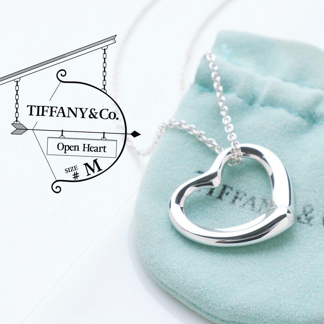 美品】 Tiffany&Co. オープンハート ネックレス 925-