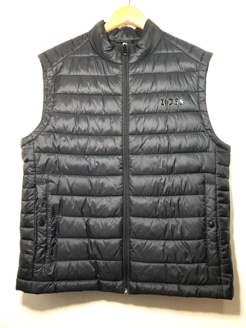 022132 HUGO BOSS 中綿 ベスト 52 42R ブラック ダウンベスト ヒューゴボス