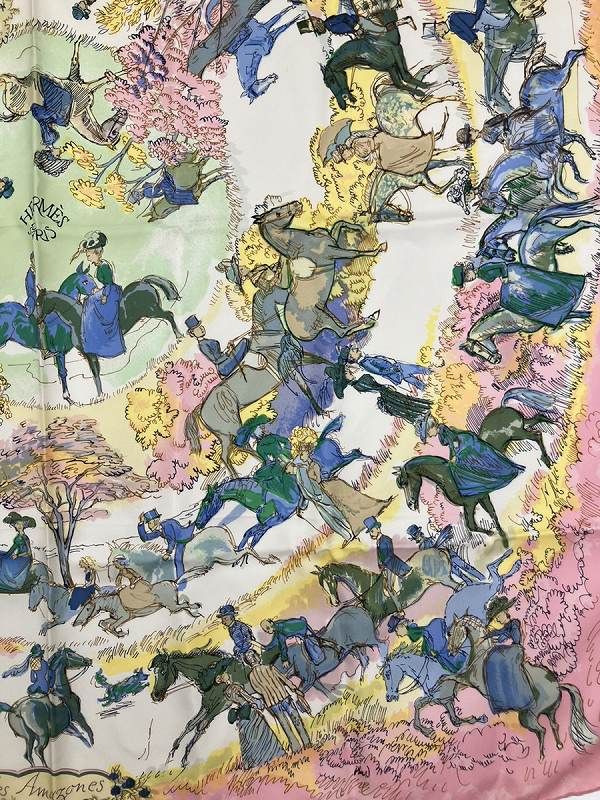 エルメス HERMES 良品 カレ90 LES AMAZONES アマゾネス シルク 大判