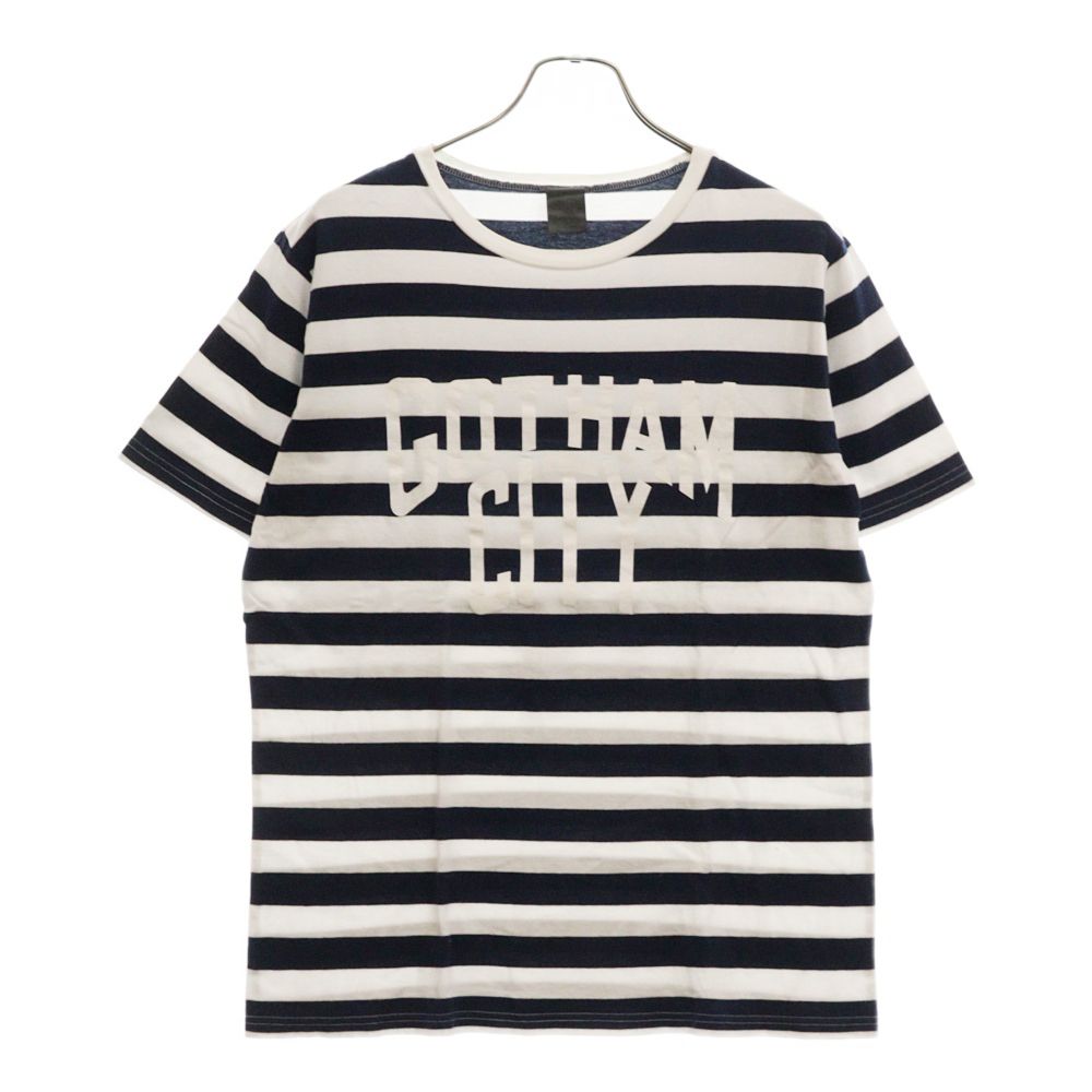 NUMBER (N)INE (ナンバーナイン) GOTHAM CITY ゴッサムシティ フロントプリント ボーダー クルーネック 半袖Tシャツ カットソー ネイビー/ホワイト