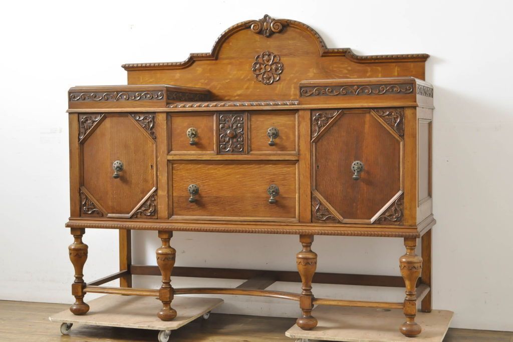 木製キャビネット ダークウッド 2扉3引き出し 引き出し ラック