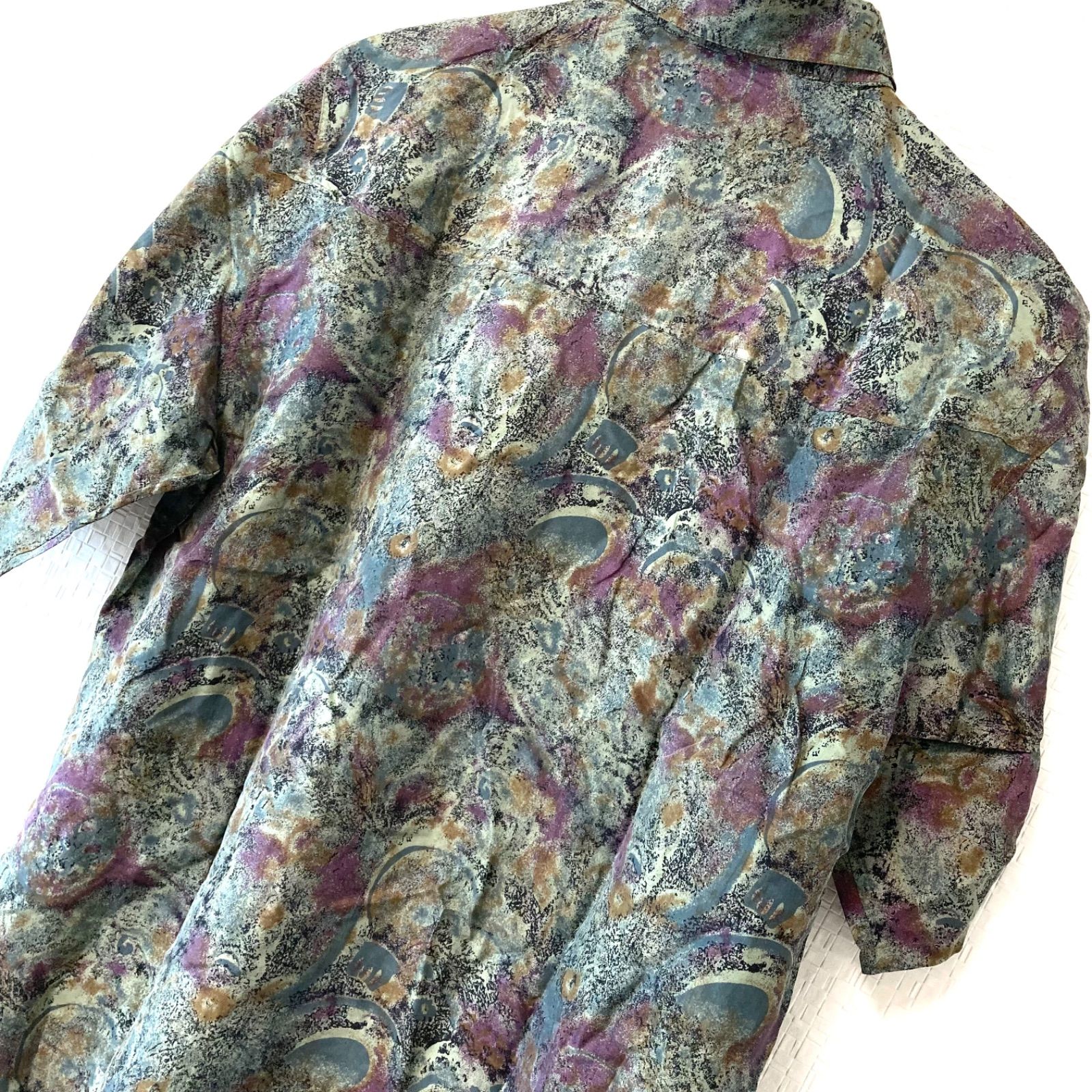 希少 90s vintage 柄シャツ 総柄 レトロ 古着 レア【VINTAGE】80s 90s 総柄 アート レトロシャツ オールド