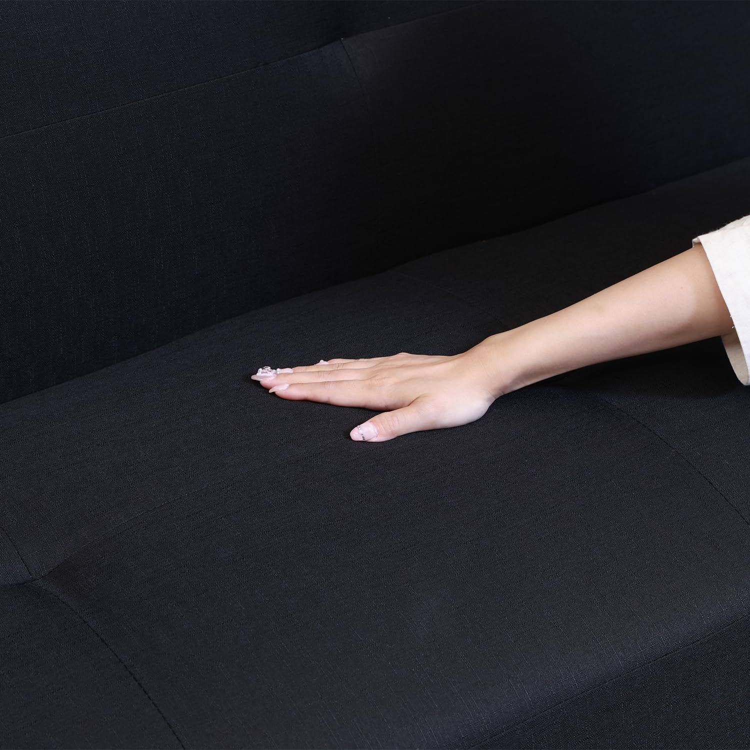 2WAY 脚付き 幅170×奥行80×高さ37cm 二人掛けソファベッド ブラック 不二貿易 85193