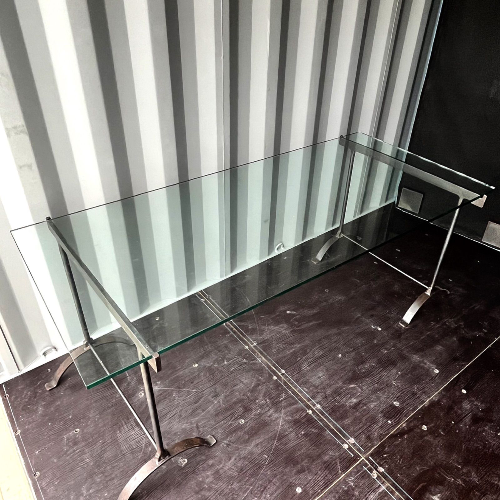 取付無料！真鍮 ガラス天板 インダストリアル モダンダイニング