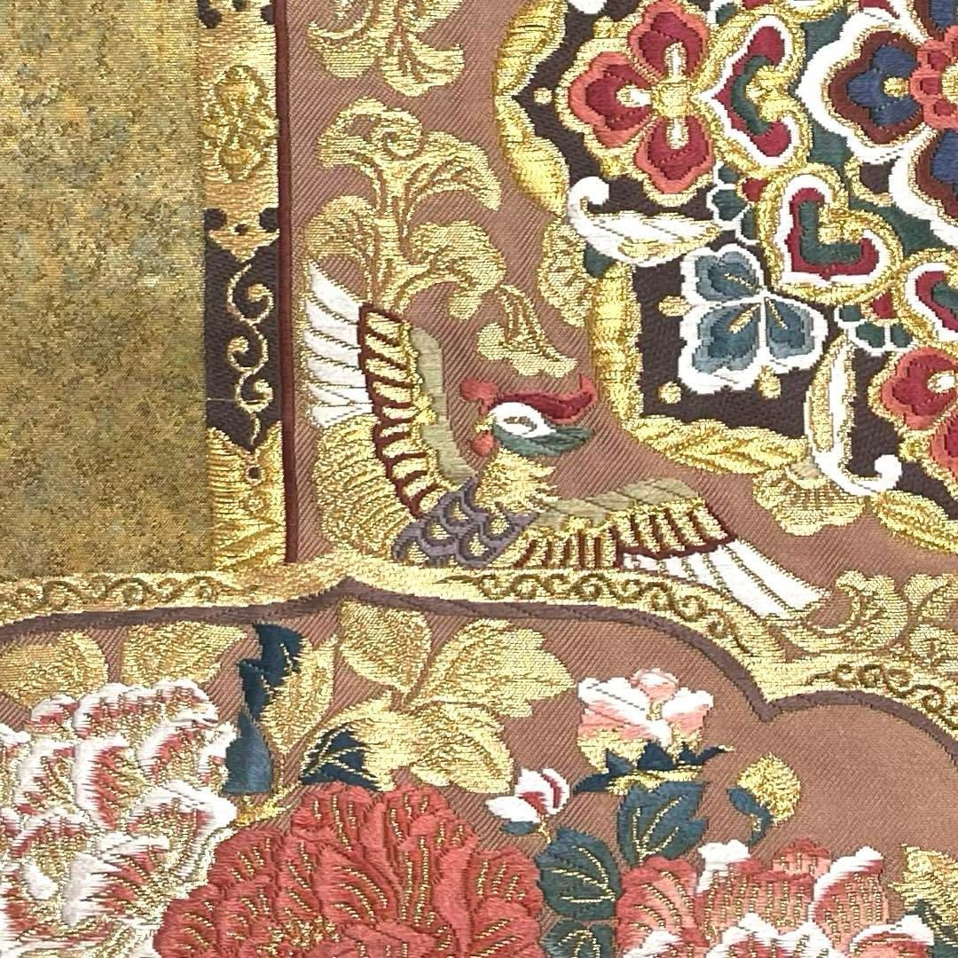 袋帯 美しい華柄模様 鳥 牡丹 金糸 金色 フォーマル O-4177