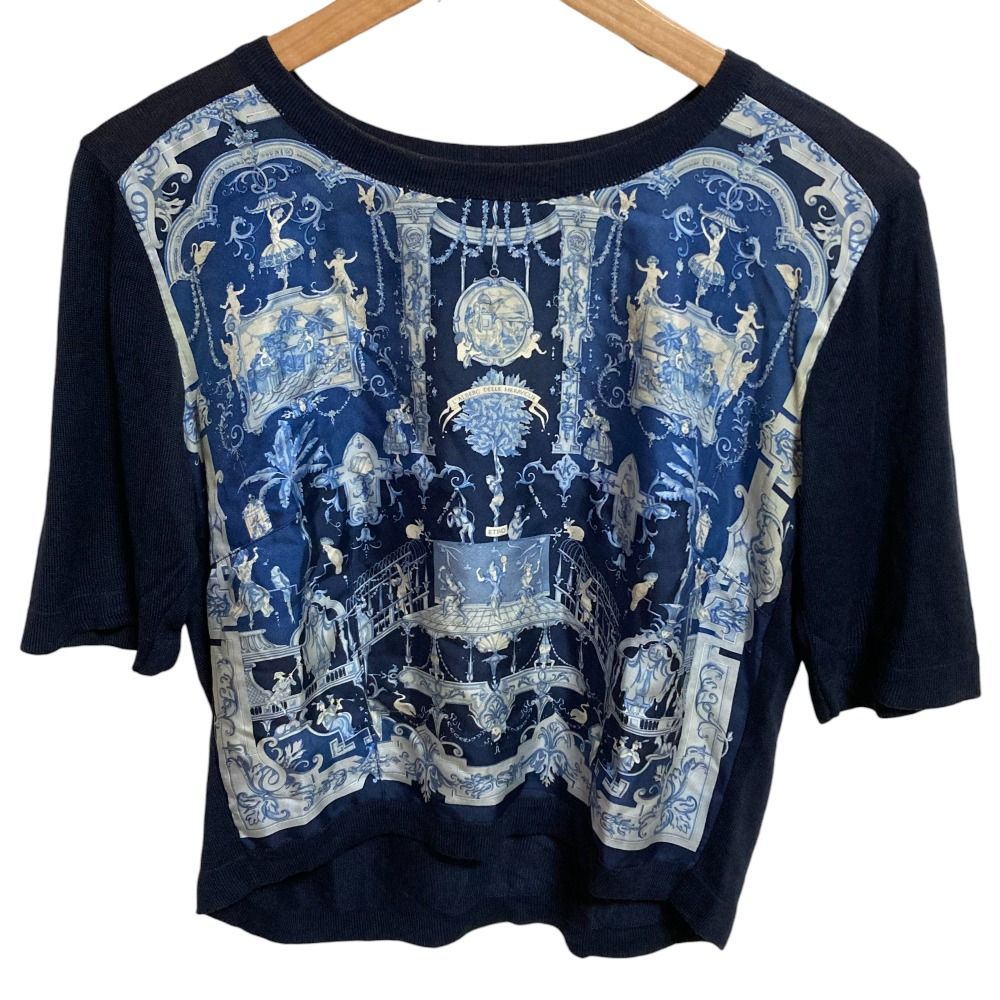 ETRO エトロ ヴィンテージ シルク スカーフ柄 切替 カーディガン 半袖 