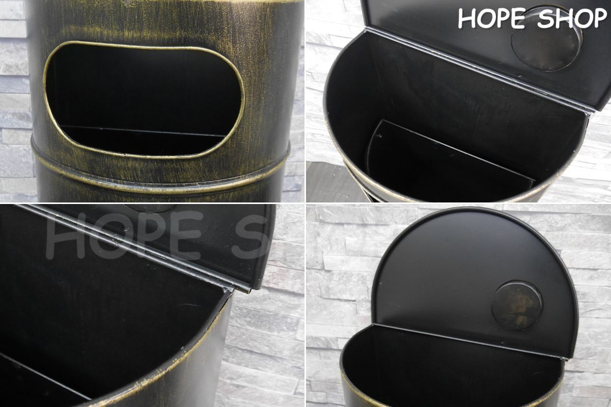  ドラム缶型 半円ゴミ箱 アメリカンレトロデザイン ダストボックス その他 保存容器 ケース