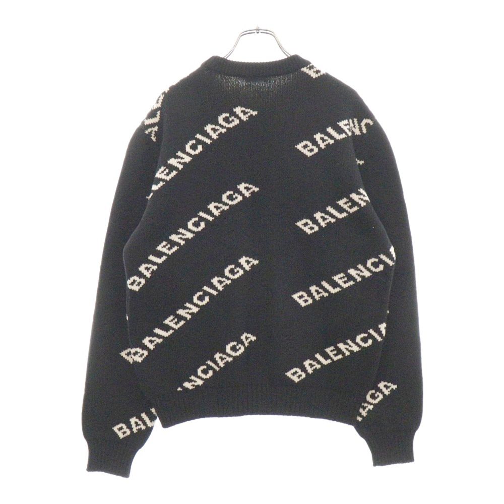 BALENCIAGA (バレンシアガ) 18AW ALL OVER LOGO CREW KNIT オールオーバーロゴクルーネックニットセーター  534418 T1471 ブラック - メルカリ