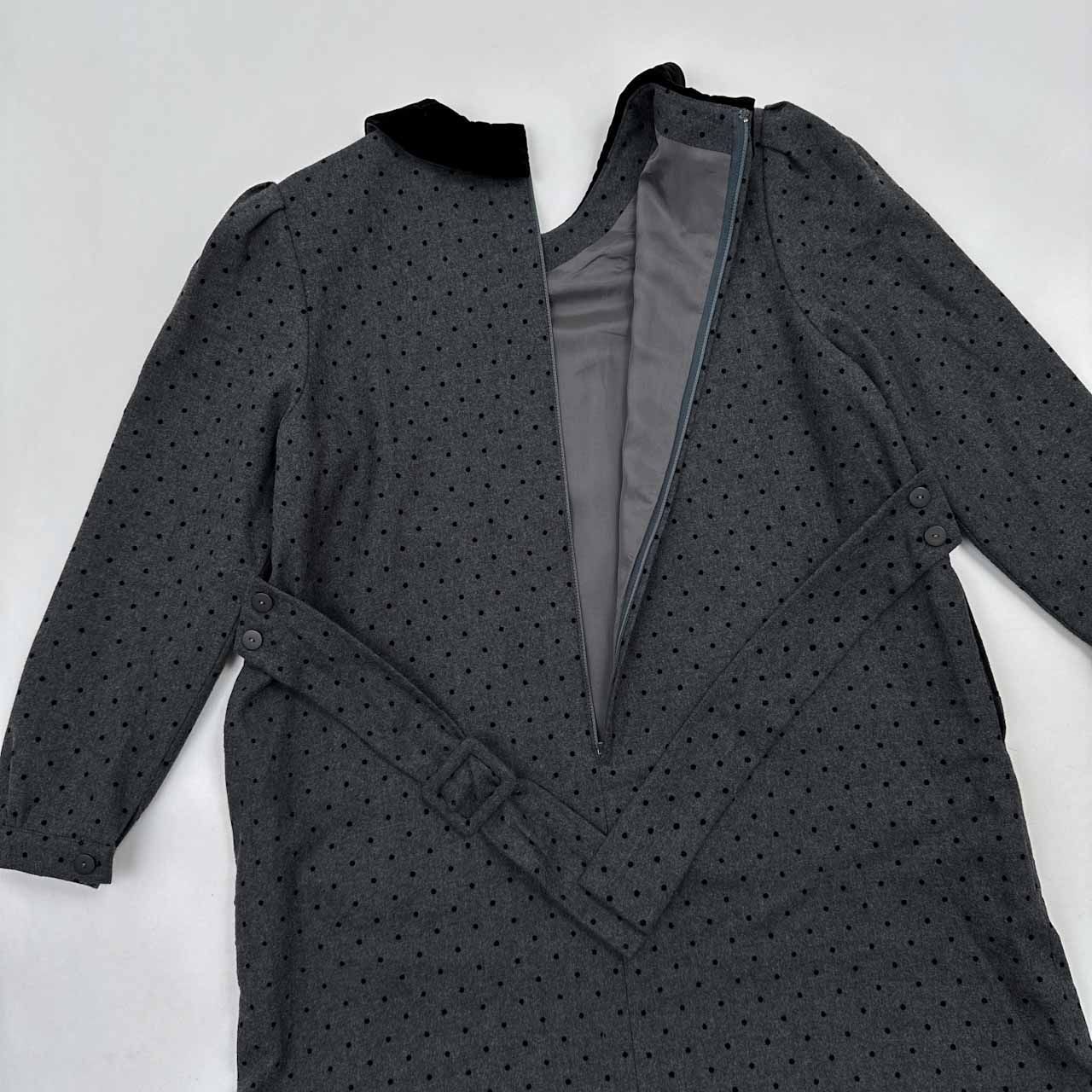 80s 90s ヴィンテージ pierre cardin ベロア襟 水玉 ドット柄 長袖 A 