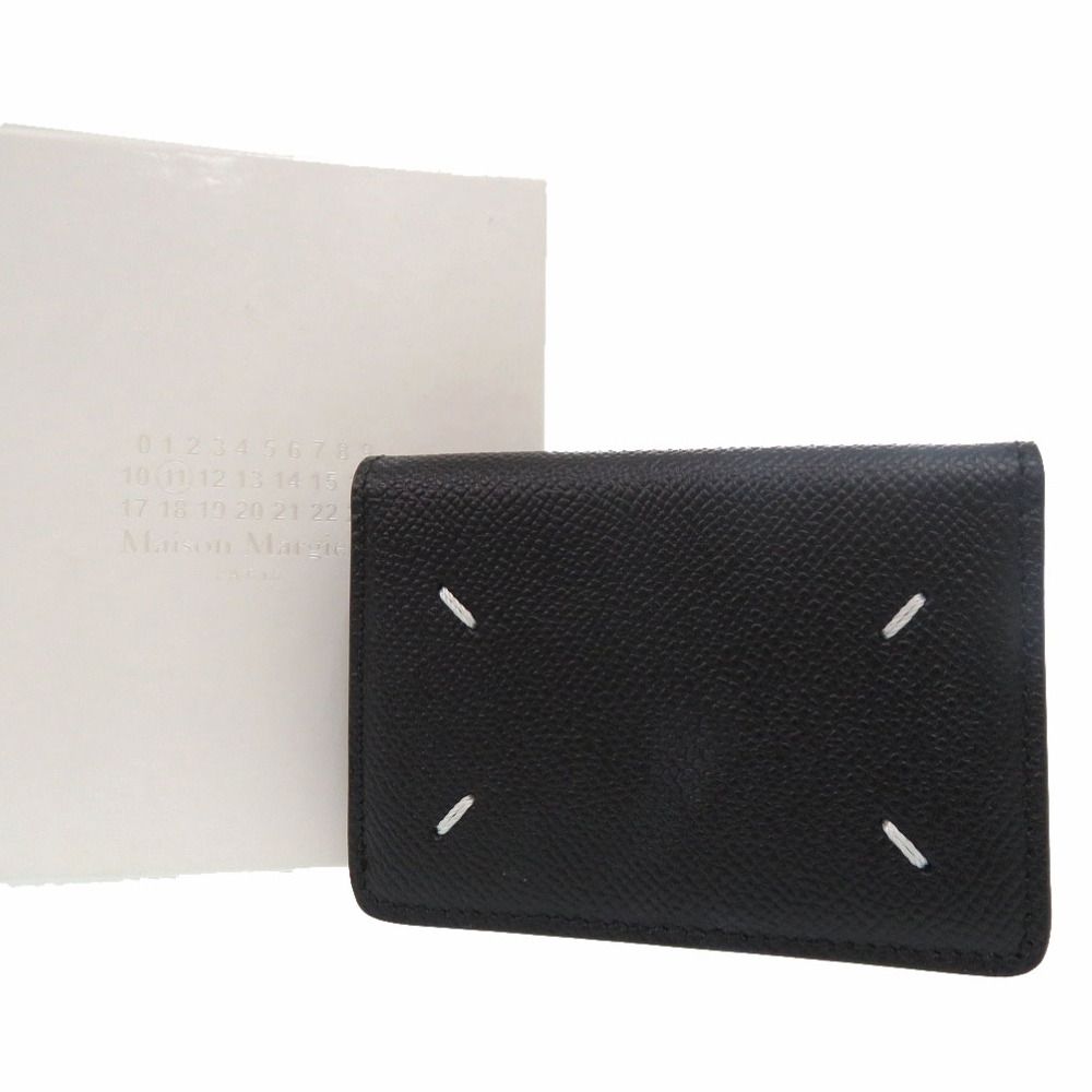 ♥品 メゾン マルジェラ 4ステッチ スリーフォールドウォレット 三つ折り財布 ミニ財布 豆財布 SA2UI0005 レザー ブラック 0439 Maison Margiela