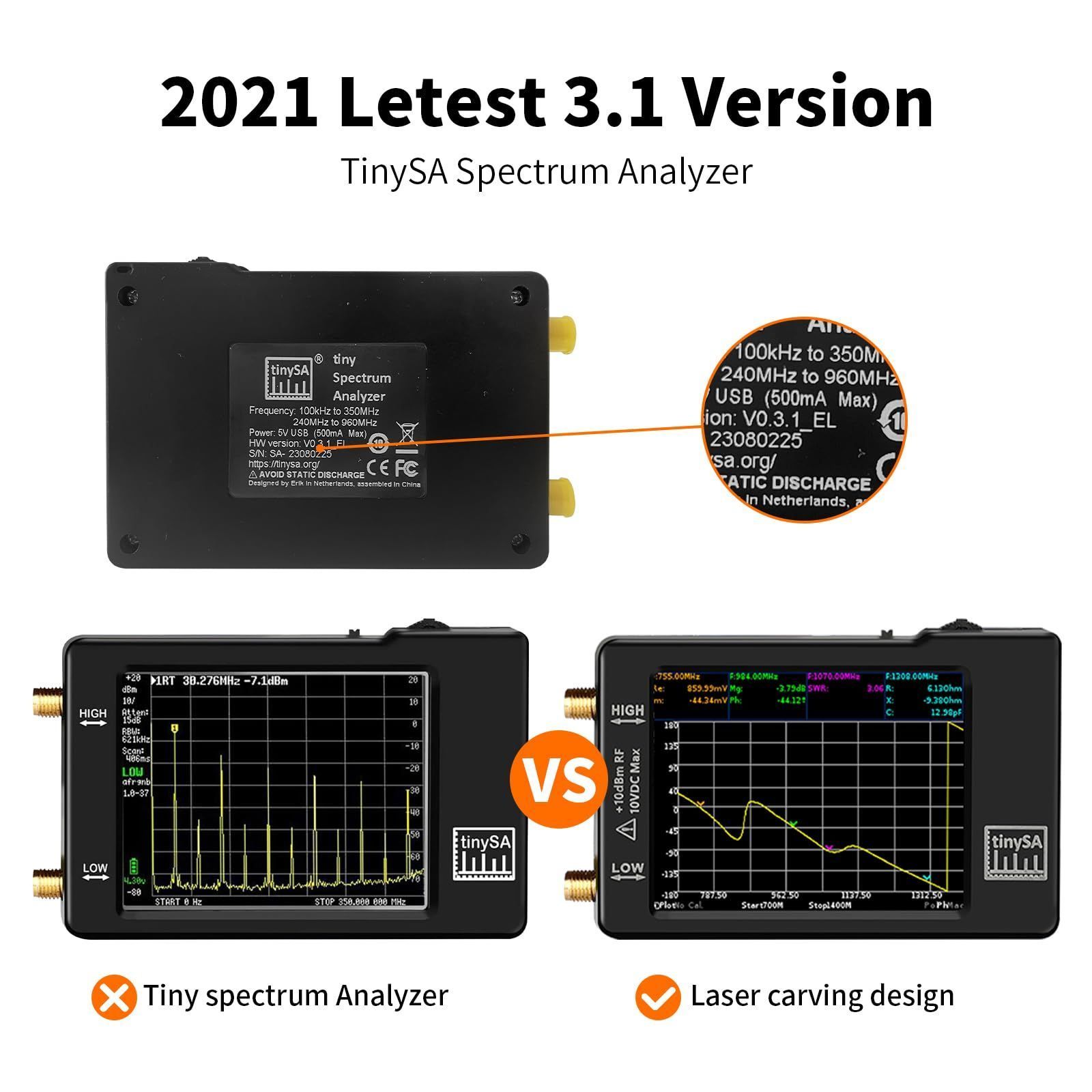 新品 TinySAスペクトラムアナライザハンドヘルド 100kHz960MHzポ