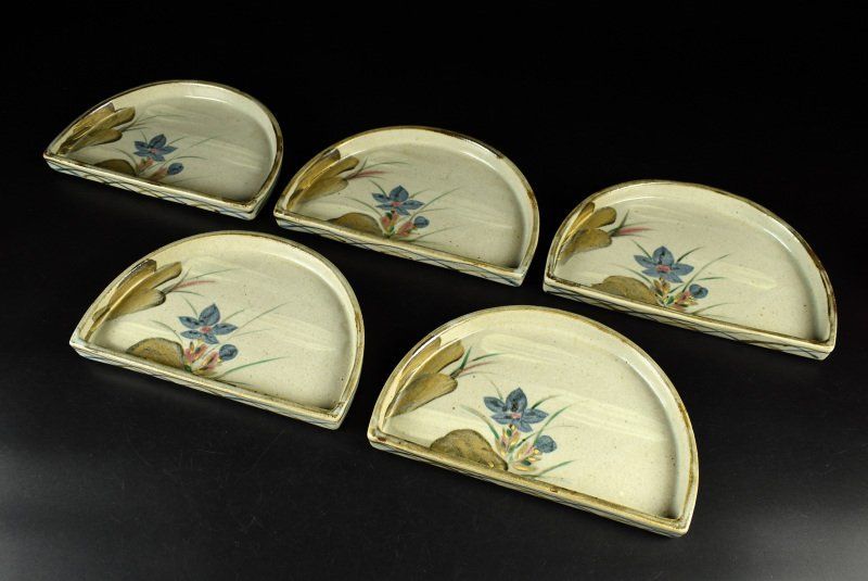 乾山写の半月型皿5客