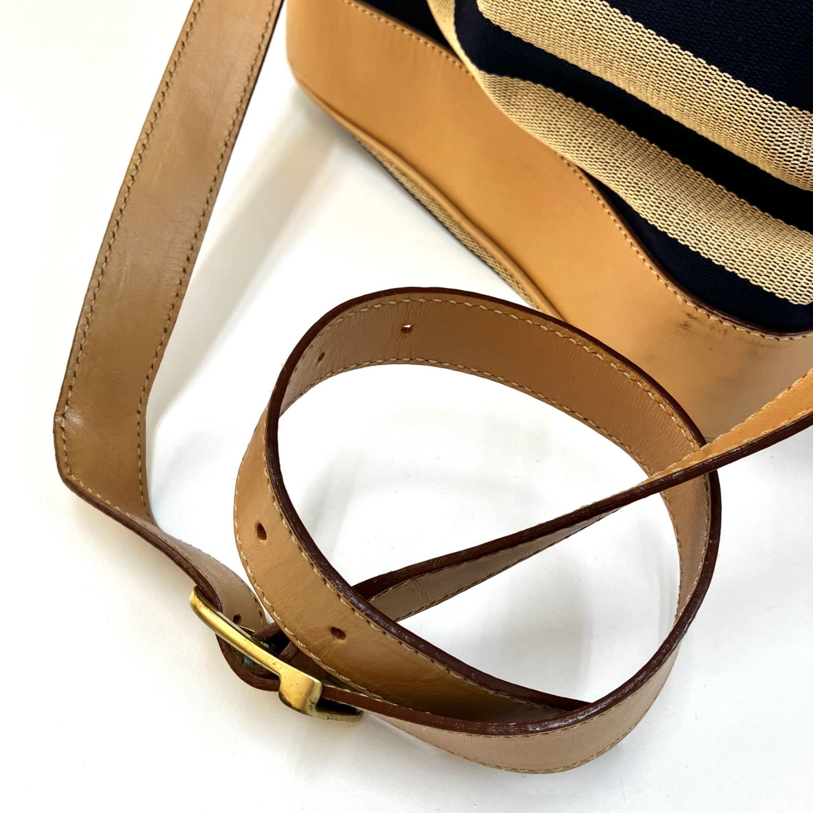 定番ボーダー マリン⭐️極美品きれいです⭐️BALLY】 バリー 巾着型 