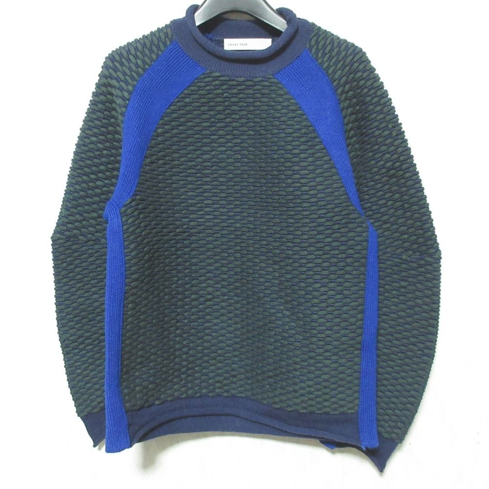 美品 sacai luck サカイラック ジャガードポップコーンニット