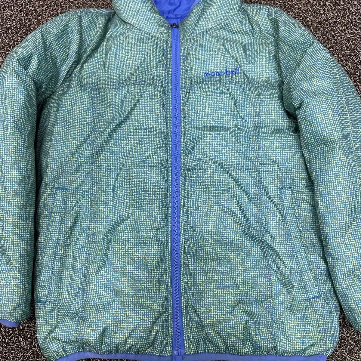 モンベル キッズ ダックダウン リバーシブル ジャケット ブルー グリーン