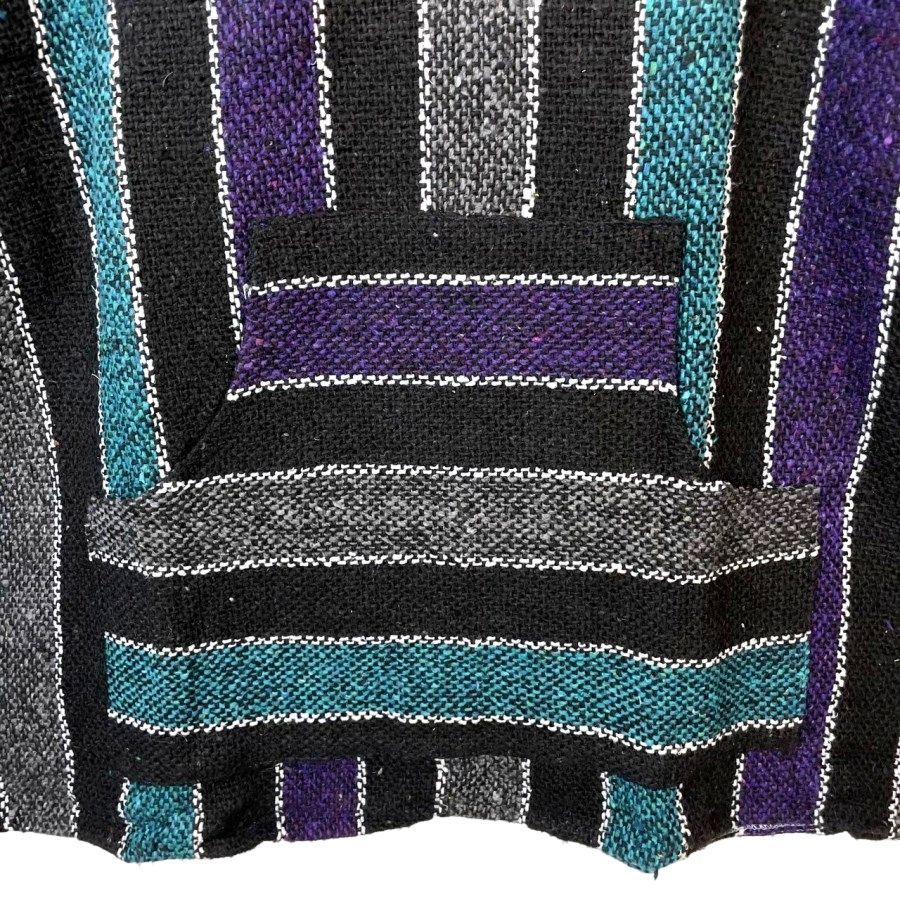 Baja Joeメキシカンパーカーバハフーディ白黒パープルストライプヴィンテージ EARTH RAGZアースラグズBAJA JOE（バハジョー）Mexican