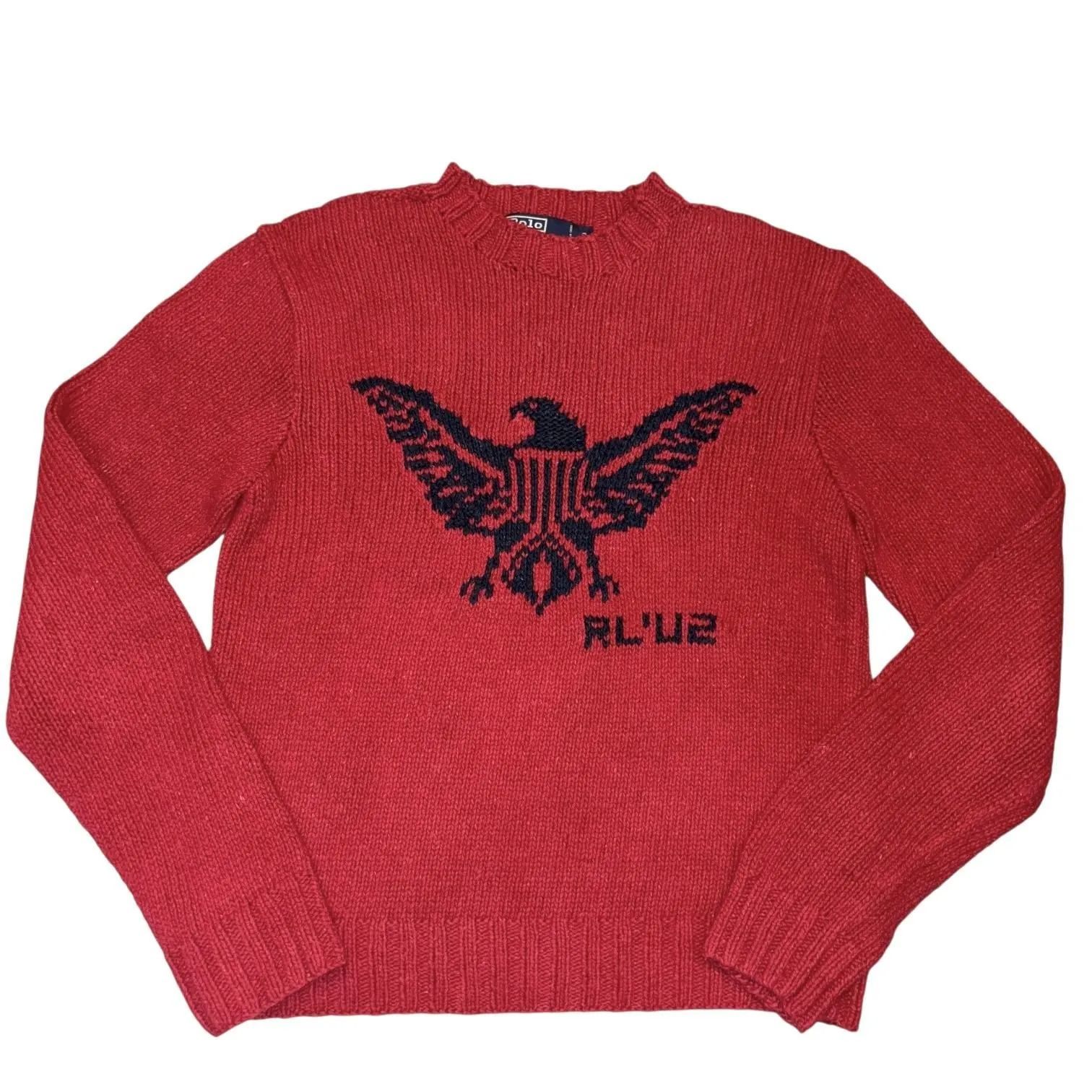 RARE 00s POLO RALPH LAUREN RL02 COTTON HAND KNIT ラルフローレン