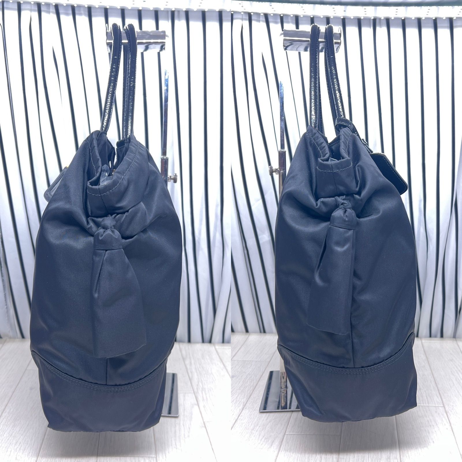 期間限定特売 【美品】PRADA×プラダ A4収納可能金色プレートトートバッグ トートバッグ