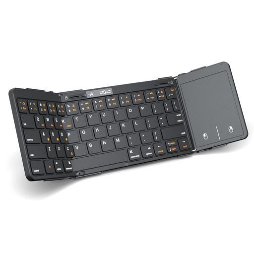 Omikamoキーボードbluetooth折り畳み式ipadキーボード英語配列3台デイバイス登録ワイヤレスタッチパッド付き無線ブルートゥースWindows iOS Android Mac対応薄型コンパクト小型軽量パソコン