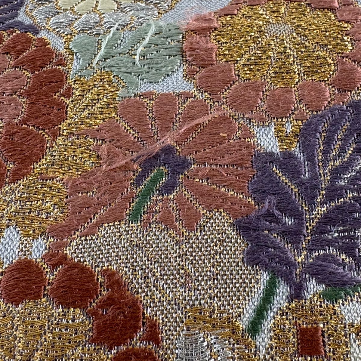 2k7-19 能花譜 花　松紋　袋帯　刺繍 2k7-19 能花譜 花松紋袋帯刺繍