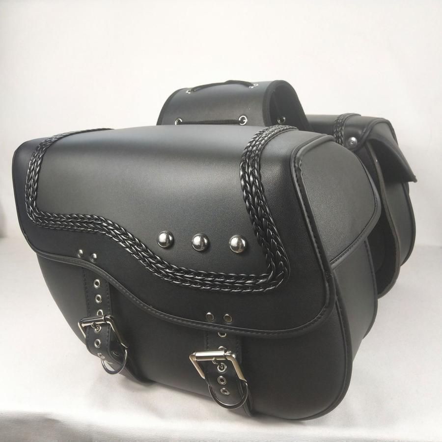 バイク用 アメリカン サイドバッグ 大容量収納 品 ツールバッグ 旅行 ツーリング レザーバッグ 防水 革 2個セット