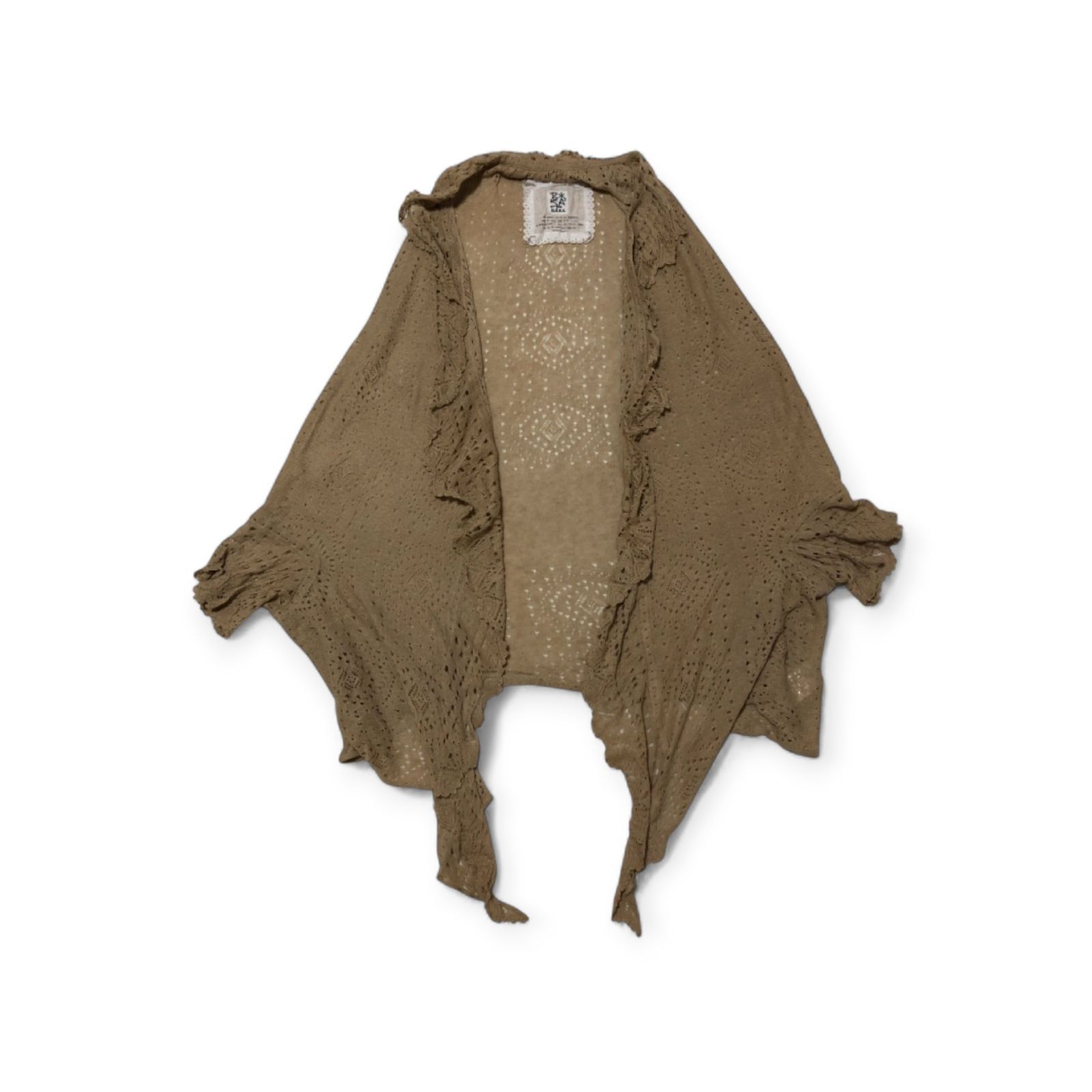 gasa ガサ カーディガン 羽織 ベージュ ボレロ 半袖 レース調 麻50％ コットン リネンニットカーディガン サイズF