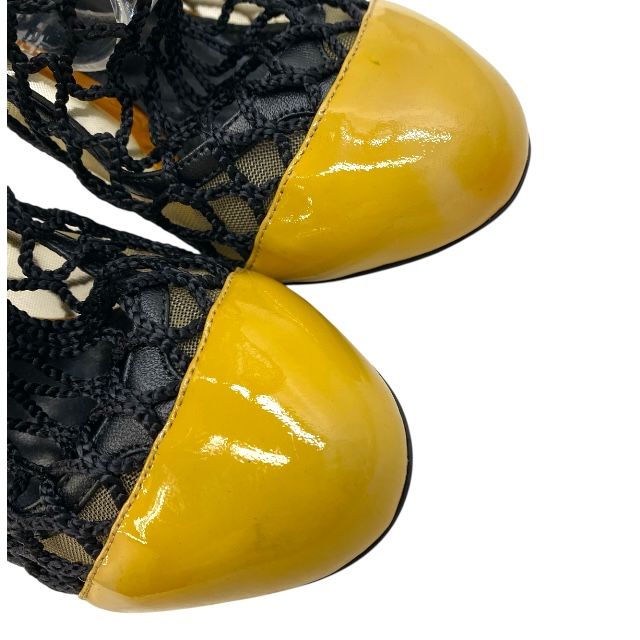 ドルチェ&ガッバーナ 13367 ドルガバ ハイヒール パンプス メッシュ ショート ブーツ イエロー ブラック DOLCE&GABBANA サイズ36(約23cm)] ドルチェ&ガッバーナ 13367 ドルガバ ハイヒール パンプス メッシュ