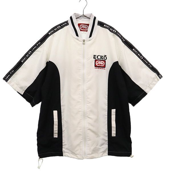 エコーアンリミテッド 切替 半袖 ウインド ジャケット ホワイト×ブラック THE Ecko UNLIMITED ロゴワッペン メンズ 古着 【231218】