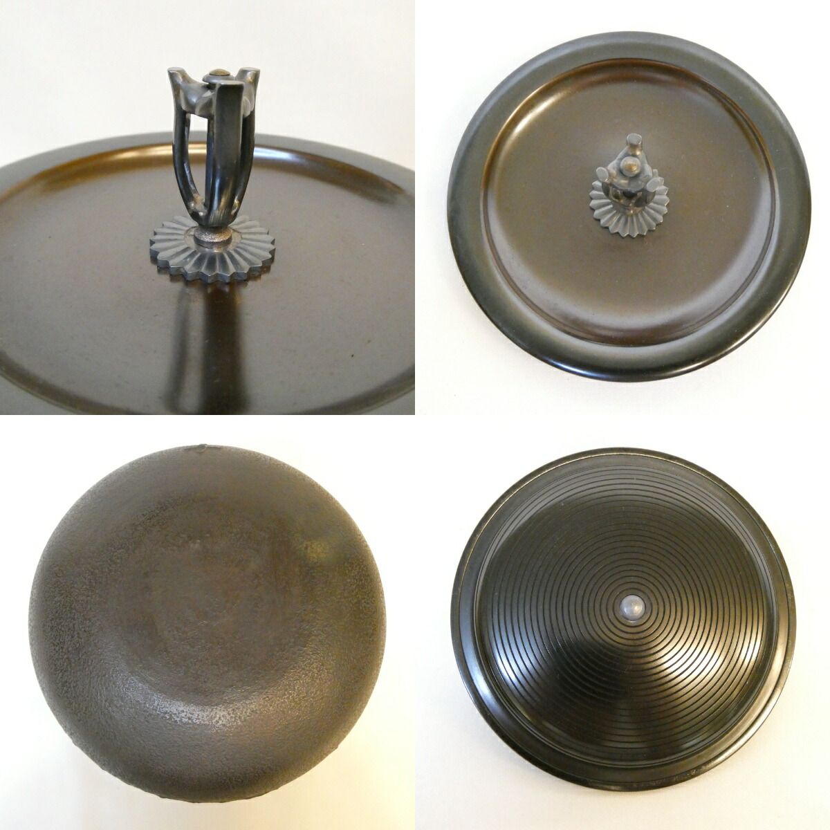 淡々斎宗匠御箱書】二代 角谷与斎作 常盤釜、常盤風炉 南鐐摘蓋