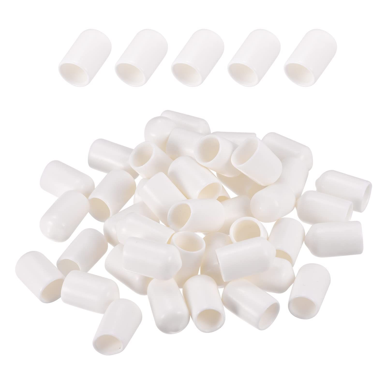 Size:9mm_Color:White DMiotech 50個 9mm ID ホワイト ラバーエンドキャップ ねじカバーキャップ ボルトプロテクター ネジボルト家具パイプ用