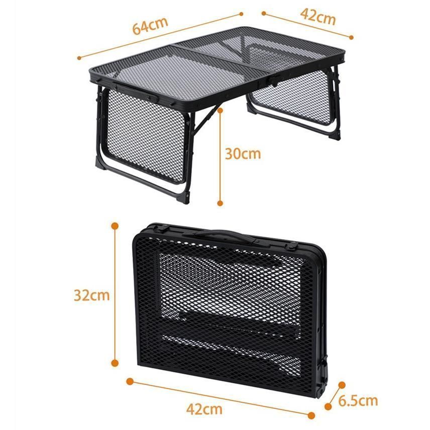 アウトドアテーブル サイドテーブル付 耐荷重40kg メッシュテーブル 折りたたみテーブル レジャーテーブル キャンプ バーベキュー OLIVEOS_COM_TR