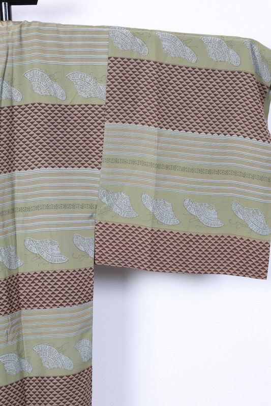 男長襦袢 緑 茶 グレー 袈裟 鱗柄 市松 B 1021